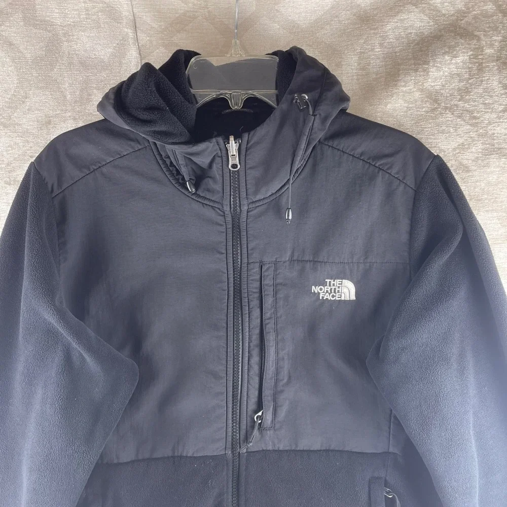 The North Face Denali 2 Women XL Black Hooded Fleece Jacket Recycled Nylon - Picture 7 of 9